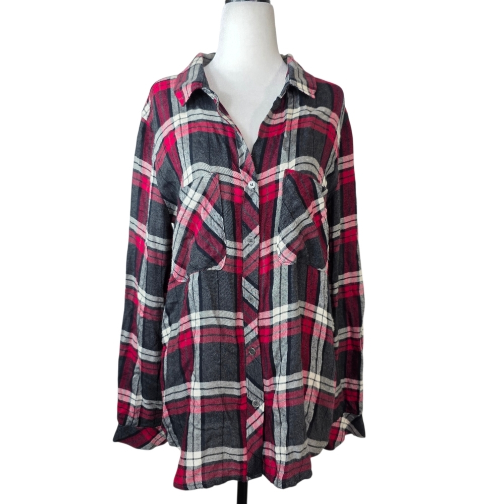 Bella Dahl Red and Black Checkered button down shirt